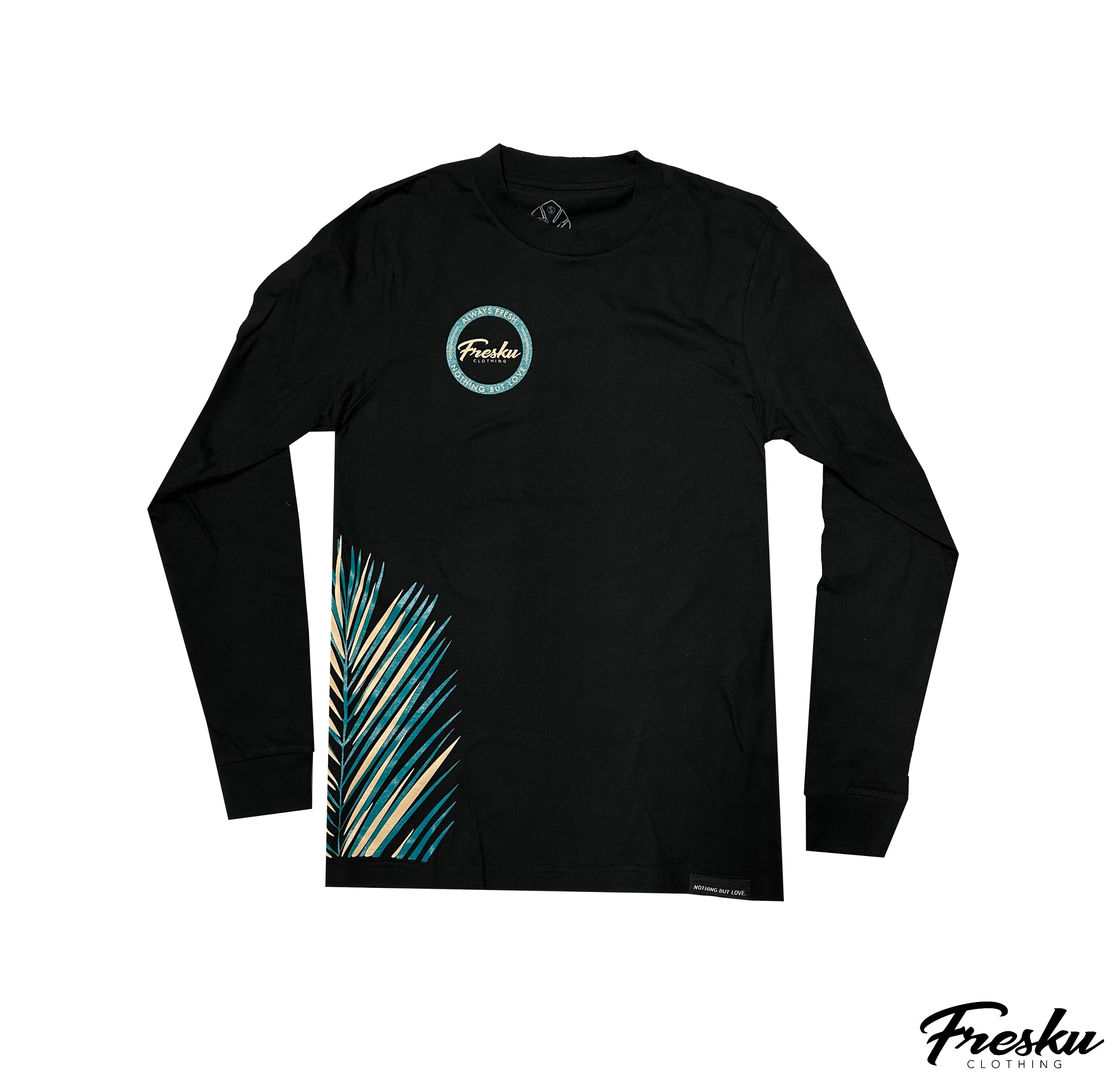 FRESKU TEAL TAN PALM LONG SLEEVE